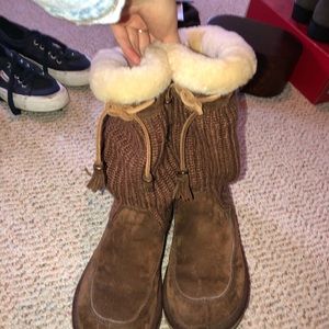 UGG Brown Knit Mid-Calf Boots